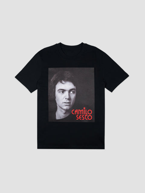 Camiseta negra retrato Camilo Sesto