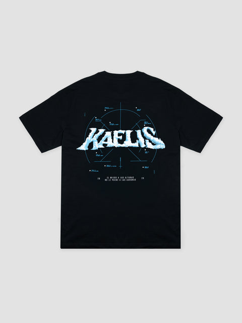 Camiseta negra logo azul