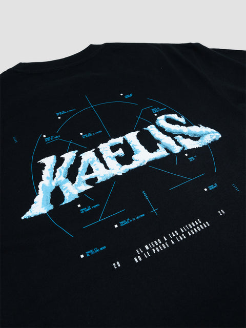 Camiseta negra logo azul