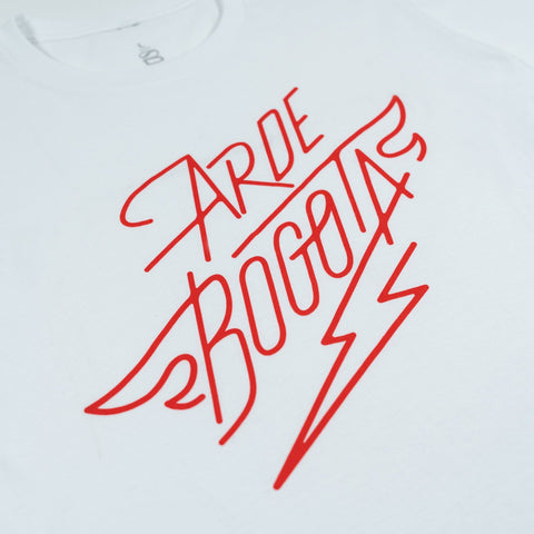 Arde Bogota, Camiseta Blanca Logo Rojo Mujer