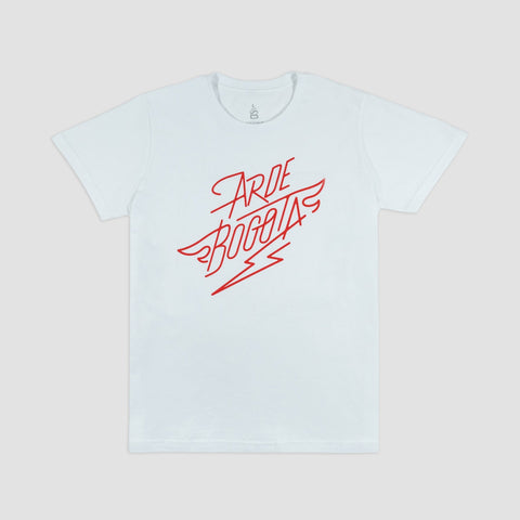 Arde Bogota, Camiseta Blanca Logo Rojo Mujer