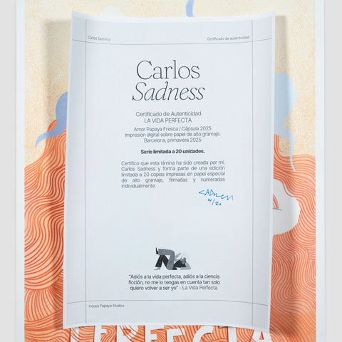 Carlos Sadness, Lámina 'Adiós a la vida perfecta'