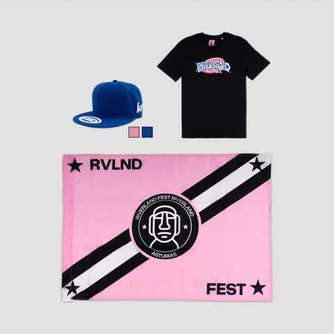 Riverland Fest, Pack Hinchable Negro - Camiseta + Gorra + Bandera